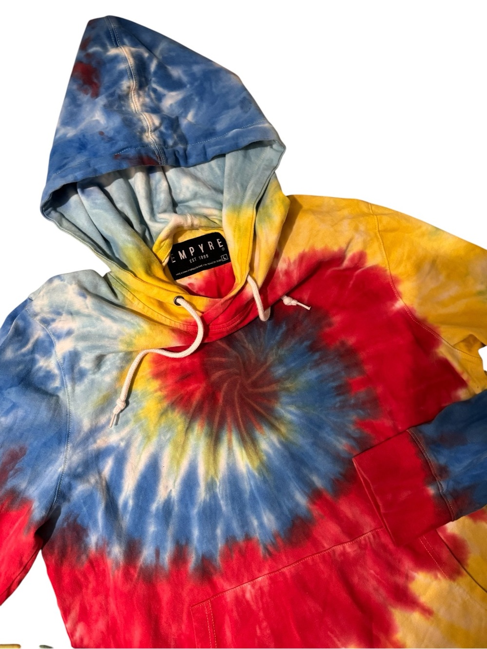 🛹Empyre Men’s Spiral Tie Dye Festival Rave Longsleeve Knit Tee Hoodie | L